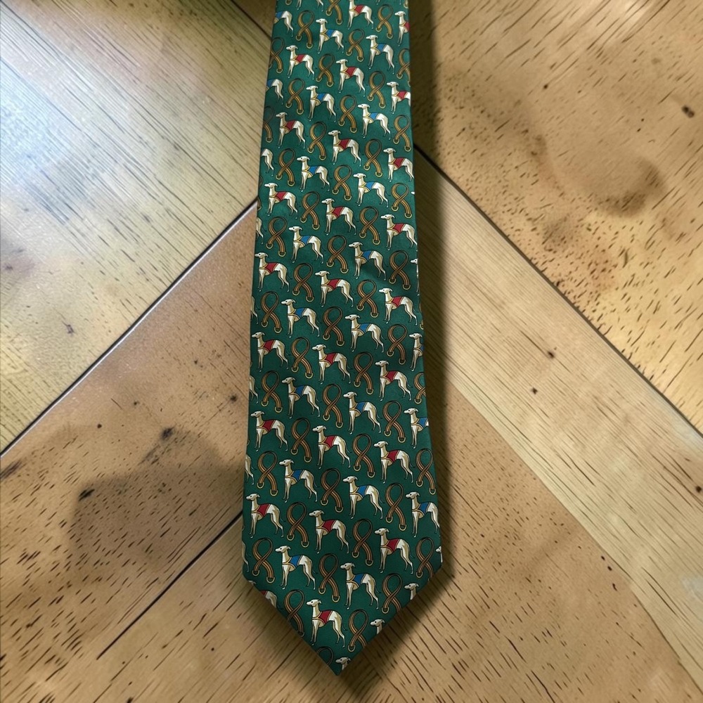 Vintage Tie Men's Silk Greyhound Dogs New NWT Deadstock Preppy Heritage Classic